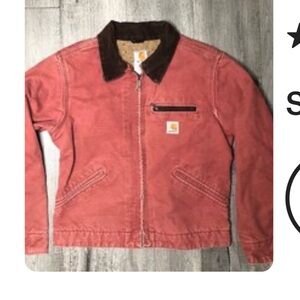 Vintage faded red Carhartt denim jacket